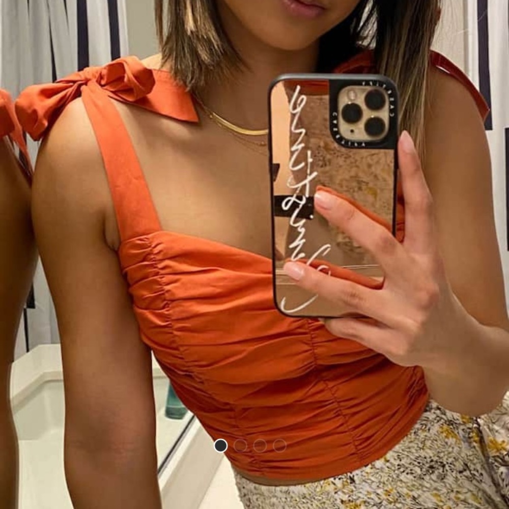 Orange Ruched Crop Top